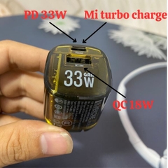 Bộ Sạc Nhanh 33W PD 2 Cổng Gấp Gọn  + Quick Charge 3.0 Dùng cho Samsung + Báo Mi Charge Turbo Cho Dòng Xiaomi