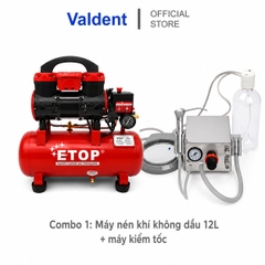 Combo : Máy nha khoa mini + Máy nén khí không dầu 12L + Tay khoan nhanh + Tay Khoan Chậm
