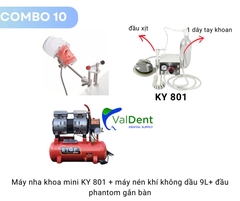Combo10: Máy nha khoa mini+máy nén khí+Phantom gắn bàn