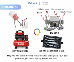 Combo15: Máy nha khoa mini+máy nén khí+Phantom gắn bàn+bộ tay khoan 2 nhanh và 1 chậm