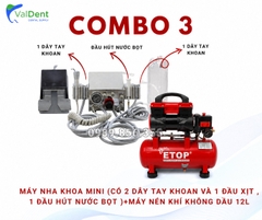 Combo : Máy nha khoa mini + Máy nén khí không dầu 12L + Tay khoan nhanh + Tay Khoan Chậm