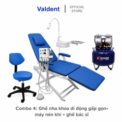 Combo 4: Ghế nha khoa di động gấp gọn+Máy nén khí+Ghế nha sĩ