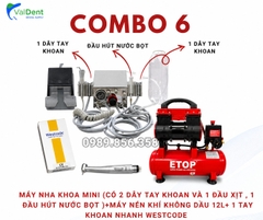Combo : Máy nha khoa mini + Máy nén khí không dầu 12L + Tay khoan nhanh + Tay Khoan Chậm
