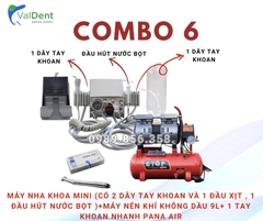 Combo6: Máy nha khoa mini 2 dây tay khoan, đầu hút nước bọt + máy nén khí + Tay khoan nhanh