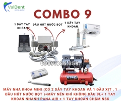 Combo 9: Máy nha khoa mini có 2 dây tay khoan , đầu hút nước bọt +Máy nén khí+Tay khoan nhanh+Tay khoan chậm