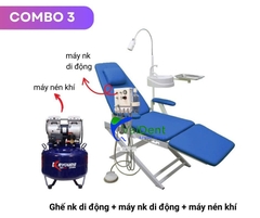 Combo 3: Ghế nha khoa di động gấp gọn + Bộ dụng cụ + Máy nén khí không dầu cho 1 ghế răng
