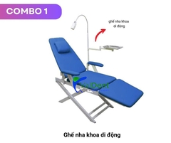 Ghế nha khoa di động gấp gọn [ Combo 1: Ghế + Bồn nhổ + đèn Led ]