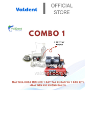 Combo 1-9 : Máy nha khoa mini + Máy nén khí không dầu 9L + Tay khoan nhanh + Tay Khoan Chậm