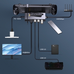 Docking Station 7in1 Dành Cho Steam Deck Có Khay Cắm Ổ SSD PD 100W Kết Nối Đa Năng