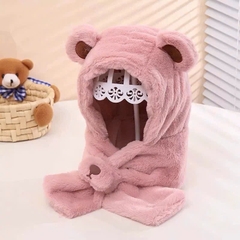 Mũ lông gấu kèm khăn cho bé