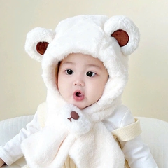 Mũ lông gấu kèm khăn cho bé