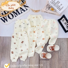 Quần nỉ xốp trần bông in hình thú cho bé từ sơ sinh