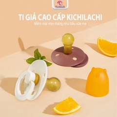 Ti giả cao cấp Kichi siêu mềm có nắp đậy,Ti giả Kichi Ultra Air chỉnh nha, thông khí, đầu dẹt siêu mềm cho bé [Hàng chính hãng]