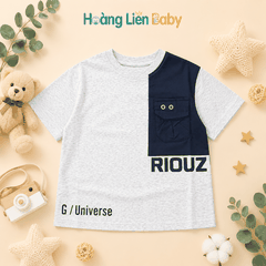 Áo Phông Cotton Bé Trai Phối Túi Phong Cách Hàn Quốc Size 110-150