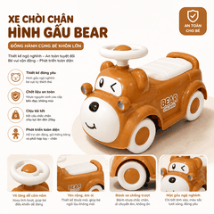 Xe chòi chân hình gấu cho bé bánh xe êm, thiết kế đáng yêu