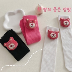 Tất Bốt cao cổ Gấu dâu cho Bé Gái, Tất Trẻ Em 100% Cotton Xuất Nhật Siêu Mềm Mịn