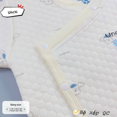 Bộ dài tay quần áo vải xốp trắng Unchi mẫu mới 2024