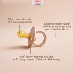 Ti giả cao cấp Kichi siêu mềm có nắp đậy,Ti giả Kichi Ultra Air chỉnh nha, thông khí, đầu dẹt siêu mềm cho bé [Hàng chính hãng]