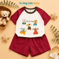 Bộ Cộc Cotton Bé Trai Nice Dog Mềm Mát Hình In Nhiệt Size 73-100