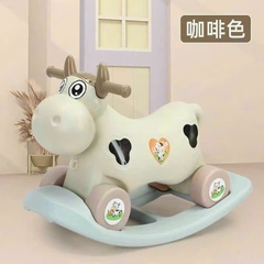 Xe bập bênh bò sữa 2 in 1  bập bênh kèm xe chòi chân, có nhạc và đèn.
