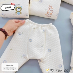 Bộ dài tay quần áo vải xốp trắng Unchi mẫu mới 2024