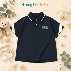 Áo Polo Bé Trai Đen Phối Tay Cao Cấp Mềm Mát Thấm Hút Mồ Hôi Size 110-150