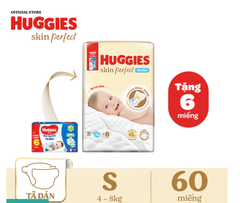 Tã dán sơ sinh Huggies Skin Perfect (S, 4-8kg, 54+6 miếng)