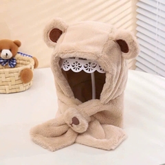 Mũ lông gấu kèm khăn cho bé