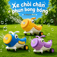 Xe Chòi Chân Phun Bong Bóng Cho Bé