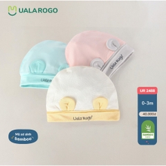 Mũ sơ sinh tai gấu đáng yêu và bao tay chân Ualarogo vải sợi tre mềm mát co giãn thấm hút tốt
