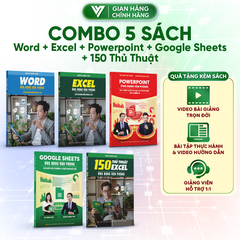 Bộ 5 Sách Word - Excel - PowerPoint - Google Sheets - 150 TT - ứng dụng văn phòng