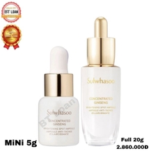 Tinh chất dưỡng trắng chuyên sâu làm mờ thâm sạm nám da, đốm nâu Sulwhasoo Concentrated Ginseng Brightening Spot Ampoule