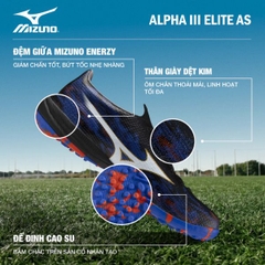 Giày Bóng Đá Mizuno Alpha III Elite TF P1GD266201 Đen