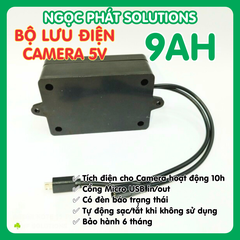 UPS - Bộ lưu điện cho Camera Wifi 5V3Ah | Tích điện 4h | hộp đen có đèn báo sạc | cổng Micro USB in + out 5Vp