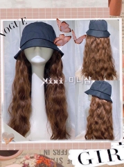 Tóc giả gắn mũ tai bèo đen xù