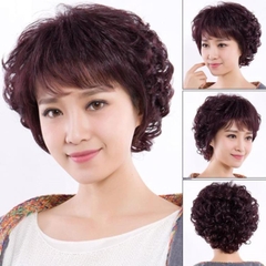 tóc thật nữa xoăn sóng ngắn