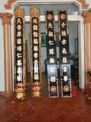 Mẫu Hoành phi câu đối dát vàng ta, vàng 9999