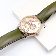 Gucci G-Timeless Silver Dial with Snake Gold Green Leather Unisex Watch