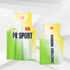 Áo chạy bộ Nữ Singlet - XANH VÀNG - Ép nhiệt | Áo chạy bộ PR SPORT