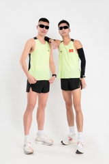 Áo chạy bộ Nam Singlet - XANH ĐEN - Ép nhiệt | Áo chạy bộ PR SPORT