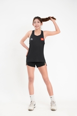 Áo chạy bộ Nam Singlet - ĐEN TUYỀN - Ép nhiệt | Áo chạy bộ PR SPORT