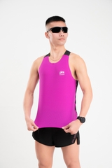 Áo chạy bộ Nam Singlet - TÍM ĐEN - Ép nhiệt | Áo chạy bộ PR SPORT