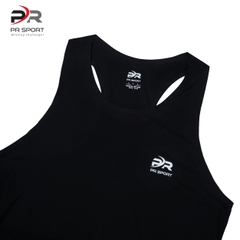 Áo chạy bộ Nam Singlet - ĐEN TUYỀN - Ép nhiệt | Áo chạy bộ PR SPORT