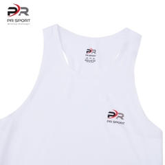 Áo chạy bộ Nam Singlet - TRẮNG TINH - Ép nhiệt | Áo chạy bộ PR SPORT