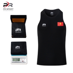 Áo chạy bộ Nam Singlet - ĐEN TUYỀN - Ép nhiệt | Áo chạy bộ PR SPORT