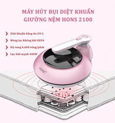Máy hút bụi diệt khuẩn giường đệm HONS HSBC 2100 Hàn Quốc - Màu hồng