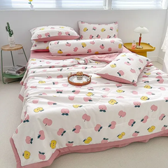 Bộ chăn drap gối cotton đũi Hàn Quốc