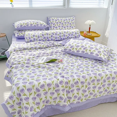 Bộ chăn drap gối cotton đũi Hàn Quốc