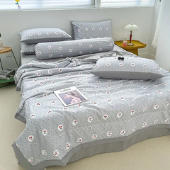 Bộ chăn drap gối cotton đũi Hàn Quốc