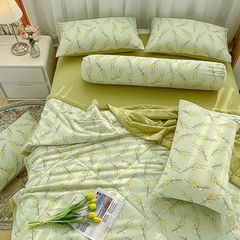 Bộ chăn drap gối cotton đũi Hàn Quốc